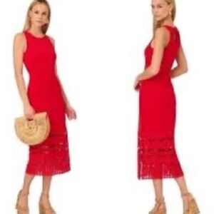Adrianna Papell Vibrant Red Midi Dress